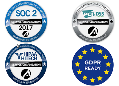 PCI Certified, HIPAA Compliant, GDPR Ready